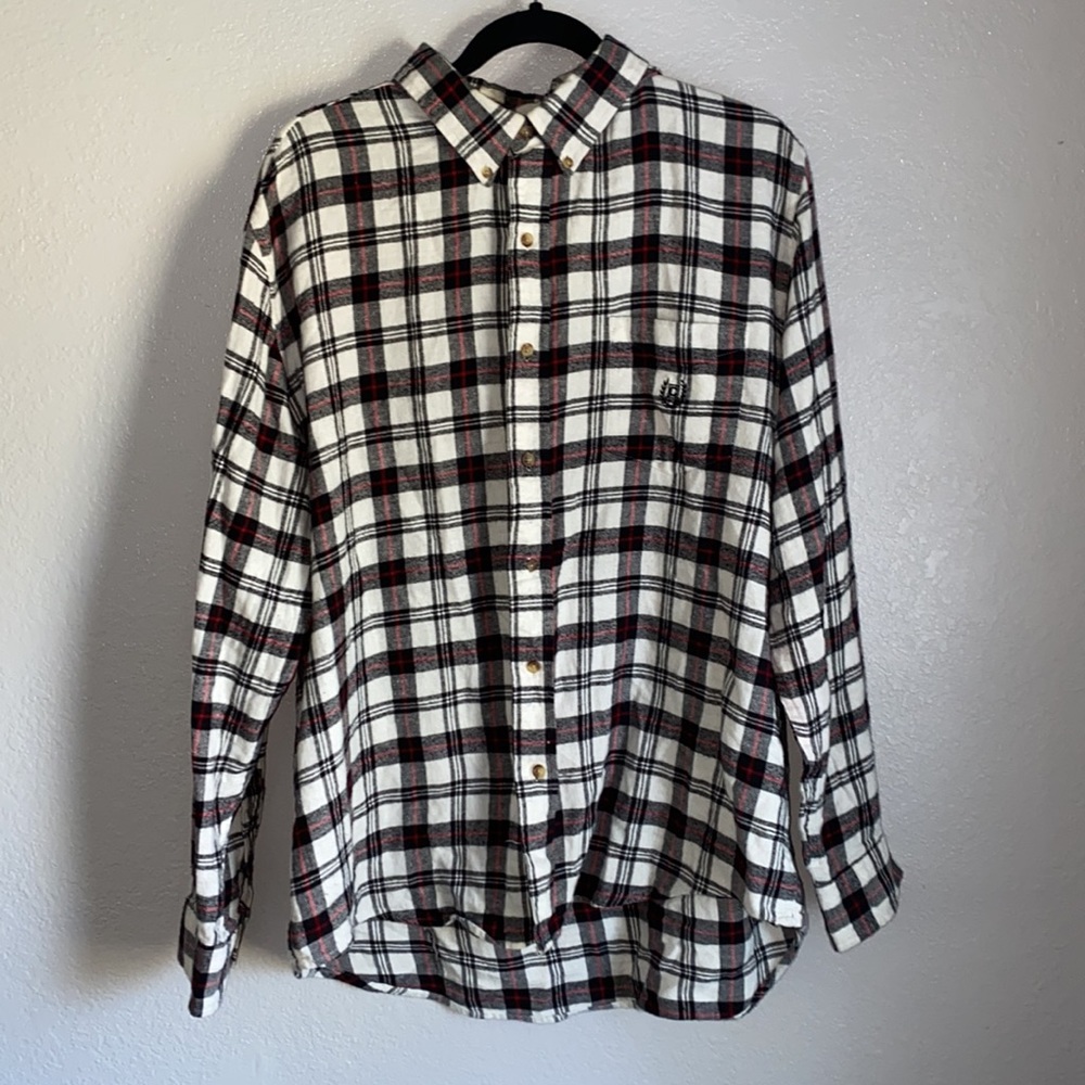 Chaps Black & White Flannel Shirt